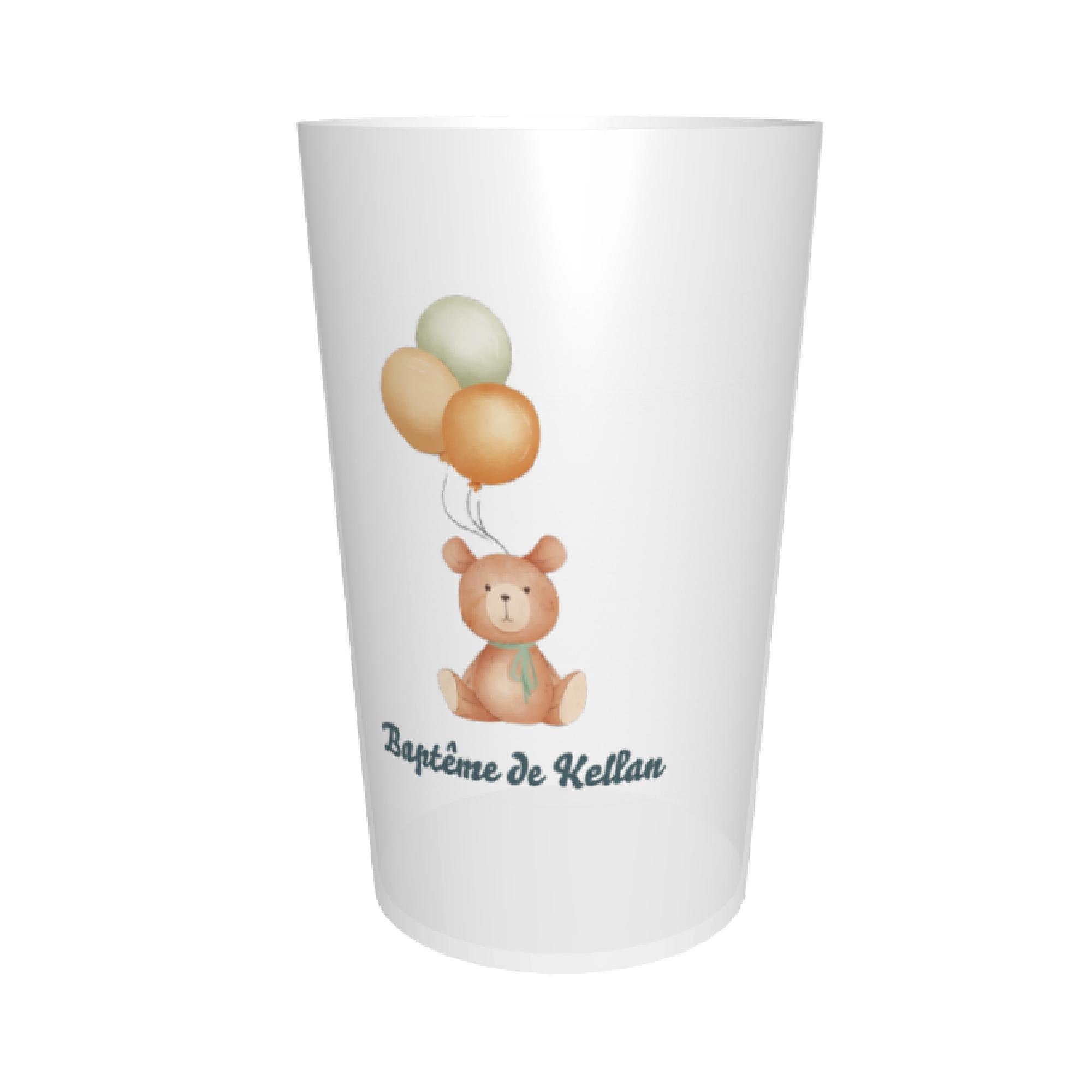 gobelet baptême ourson DOM TOM